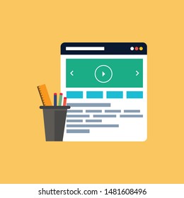 Flat design colorful vector illustration concept for distance education