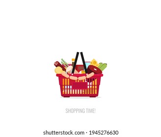 Flat design colorful vector illustration concept for grocery delivery