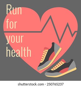Flat design colorful vector illustration concept for jogging isolated on bright background