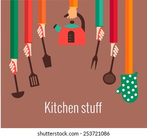 Flat design colorful vector illustration concept for cooking food isolated on bright background