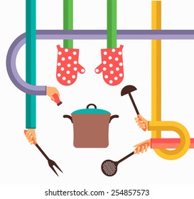 Flat design colorful vector illustration concept for cooking food isolated on bright background