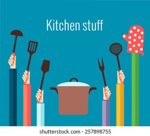 Flat design colorful vector illustration concept for cooking food isolated on bright background 