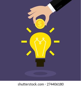 Diseño plano, concepto de ilustración vectorial colorida para el crowdfunding, inversión en ideas