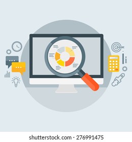 Flat design colorful vector illustration concept for market segmentation, marketing research, analytics isolated on stylish background 