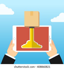 Flat design colorful vector illustration concept for fast delivery service.