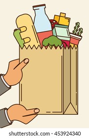 Flat design colorful vector illustration concept for grocery delivery