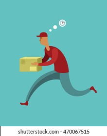 Flat design colorful vector illustration concept for courier delivery service