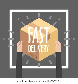 Flat design colorful vector illustration concept for delivery service, e-commerce, online shopping, receiving package from courier to customer.