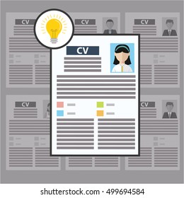 Flat design colorful vector illustration concept for searching talented efficient employees, headhunting, selecting professional staff isolated on stylish background.
