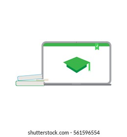 Flat design colorful vector illustration concept for distance education. Isolated on bright background.