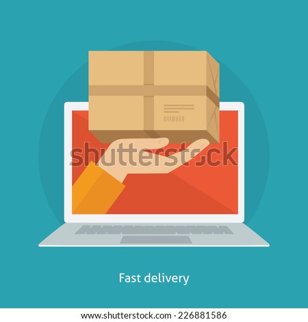 Flat design colorful vector illustration concept for fast delivery service isolated on bright background