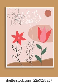 Flat design colorful wall art illustration. Vector illustration.  