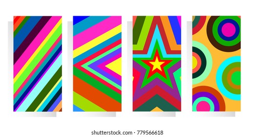 Flat Design With Colorful Wallpaper 4 Piece Background. Design Concept For Placards, Banners, Presentations, Reports, Card And Wallpaper.Vector Illustration. Eps 10.