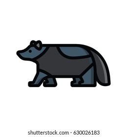Flat design colorful wolverine icon. Vector illustration.