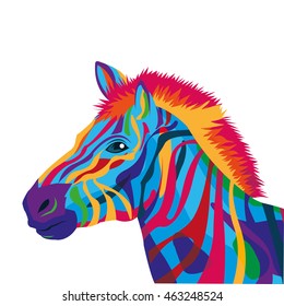 flat design colorful zebra drawing icon vector illustration