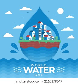 flat design commemorating world water day