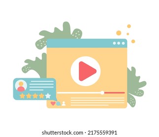 Flat design comment and rating landing page concept. flat illustration concept for landing page, web, ui. Vector illustration