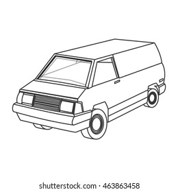 flat design commercial van icon vector illustration