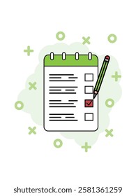 flat design company report, in checked report note paper