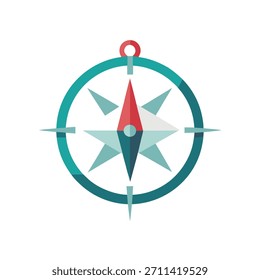 Brújula de diseño plano rosa sobre fondo blanco