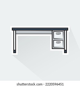 Flat Design of Computer Desk, can be used as Sticker, Logo, and Poster