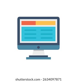Flat design computer monitor on a White Background visual