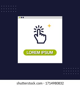 
Flat design of computer window with hand click icon to increase visits