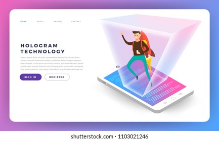 Flat design concepr isometric hologram. Vector illustrations.