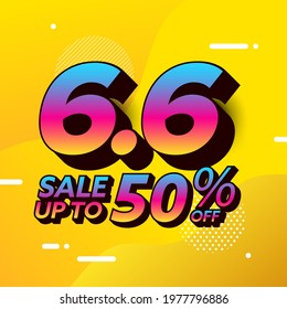 Flat design concept 6.6 global shopping day. six of june text illustrate. Vector illustrations