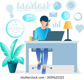 Flat design concept about consulting, key account manager, business plan. Vector illustration for website banner, marketing material, business presentation, online advertising.