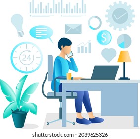 Flat design concept about consulting, key account manager, business plan. Vector illustration for website banner, marketing material, business presentation, online advertising.