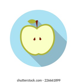 Flat Design Concept Apple Vector Illustration With Long Shadow. EPS10