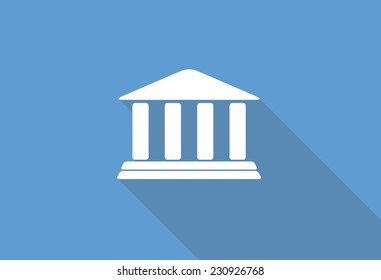 Flat Design Concept Bank Icon Vector Illustration With Long Shadow. EPS10 