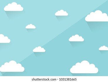flat design concept. beautiful pastel rhythm clouds with sky background vector. concept of cartoon,freedom,happy or for website template