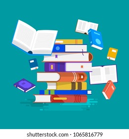 Flat design concept books. Education and learning with a books. Vector illustrate.