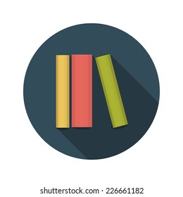 Flat Design Concept Books Vector Illustration With Long Shadow. EPS10