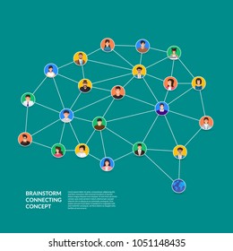 Flat design concept brainstorm connecting people. Vector illustrate.