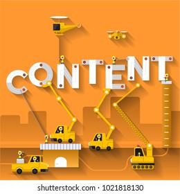 Flat design concept building text "CONTENT". Vector illustrator.