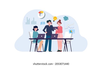 Flat design concept of business analysis, project management, market research illustration