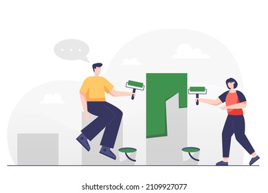 Flat design concept of business analysis and planning, increase profits, business growth. Vector illustration for website banner, marketing material, business presentation, online advertising. 