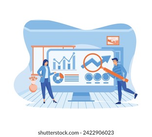 Flat design concept of business analysis, project management, market research. flat vector modern illustration 