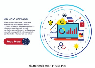 
Flat design concept of business big data analysis, global analytics, financial research report, marketing statistics. Concepts for web banner and printed materials