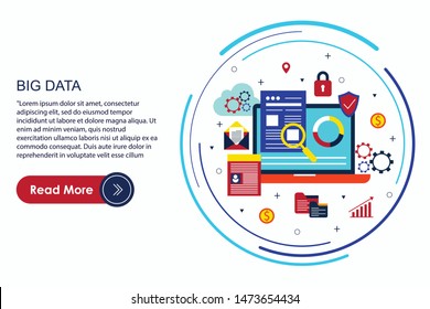 
Flat design concept of business big data analysis, global analytics, financial research report, marketing statistics. Concepts for web banner and printed materials