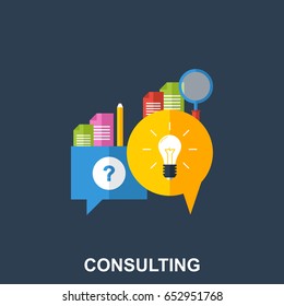 Flat Design Concept for Business Consulting with Colorful Icons