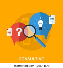 Flat Design Concept for Business Consulting with Colorful Icons