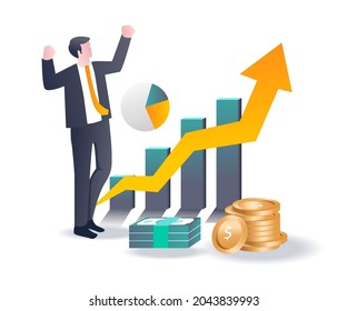 flat design concept  the business is experiencing growth