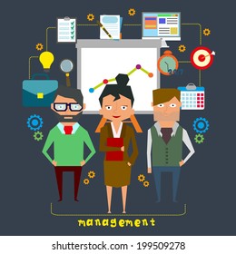 flat design concept of business management or finance workflow theme. vector.