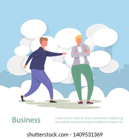 Flat design concept business strategy. Handshake icon vector. Handshake / agreement icon. Flat character design. Successful business team. Vector cartoon illustration.