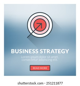 Flat design concept for business strategy. Vector illustration with blurred background