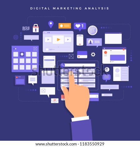 Flat design concept business strategy. 3d isometric flat design. Analysis data and Investment. Business success.Financial review with laptop and infographic elements. Vector illustration.